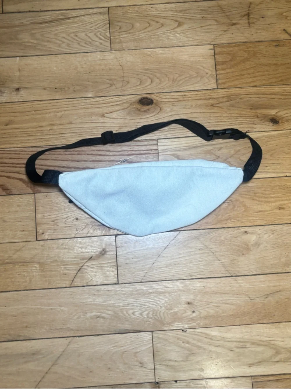 White Canvas Waist Bag with Black Strap - Picture 3 of 3